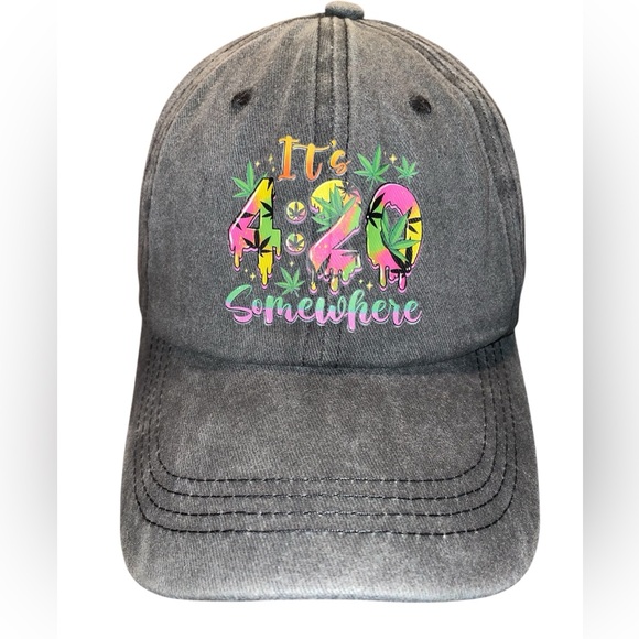Accessories - 420 Vibes Only - Cute Embroidered Weed Leaf Hat (Festival Essential!)